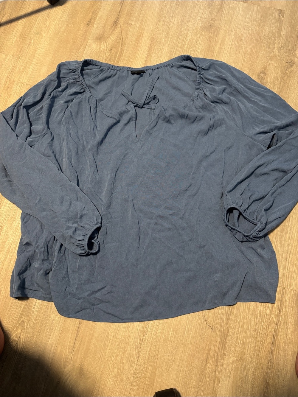 torrid Slate Blue Peasant Tie-Neck Blouse